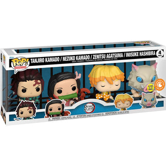 Funko Animation Tanjiro Kamado, Nezuko Kamado, Zenitsu Agatsuma, Inosuke Hashibira (Demon Slayer) (4 Pack) (Glow in The Dark) (Crunchyroll Exclusive)