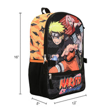 Naruto Anime Character Print Orange and Black Backpack