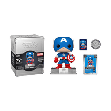 Funko POP! Classics Marvel Captain America [Funko 25 Years Limited Edition 25,000 Pcs Funniversary New York Comic Con October 12-15, 2023 by Redpop Limited Edition] (Comes with POP!, Tin, Collectible Card, a Coin, and a Pin)