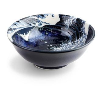 Kanagawa Great Wave 28oz 7.5"D x 3"H Porcelain Ramen Bowl JP (4/32)